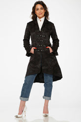 Black Brocade High-low Coat