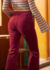 All Aboard For Corduroy Flare-Leg Pants