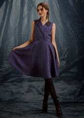 Black & Purple Stripe Swing Dress