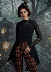 Black Floral Vest Back Split