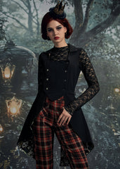 Black Floral Vest Back Split