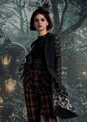 Black Floral Vest Back Split