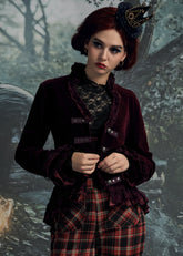 Burgundy Gloria Velvet Tailed Jacket