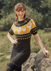 Jump Scare Short Sleeve Fair Isle Sweater Dress