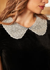 Diner Delight Peter Pan Collar Velvet Top