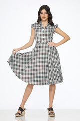 Brown & Blue Plaid Swing Dress