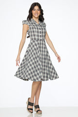 Brown & Blue Plaid Swing Dress