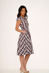 Brown Plaid Swing Dress