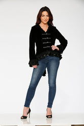 Black Gloria Velvet Tailed Jacket