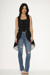 Black & Beige Pin Dot Vest