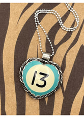 Billiard Ball #13 Heart Pendant Turquoise