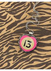 Billiard Ball #13 Heart Pendant Pink
