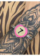 Billiard Ball Lucky #7 Heart Cuff Pink