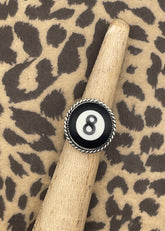 Billiard 8-Ball Sterling Silver Ring Black