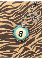 Billiard 8-Ball Heart Pendant Turquoise
