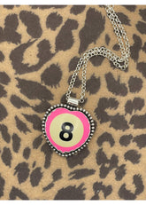 Billiard 8-Ball Heart Pendant Pink