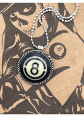 Billiard Retro 8-Ball Round Pendant Black