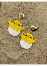 Cutie Easter Egg Earrings with Baby Chick