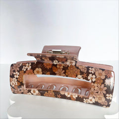 Brown Retro Floral Claw Hair Clip