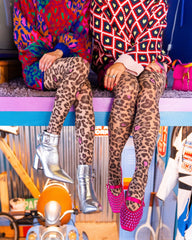 Pink Pop Leopard Print Sheer Tights