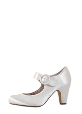 Madeline Satin Mary Jane Heels Ivory