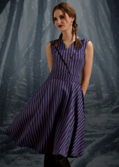Black & Purple Stripe Swing Dress