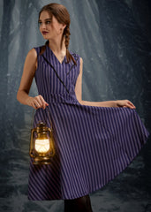 Black & Purple Stripe Swing Dress
