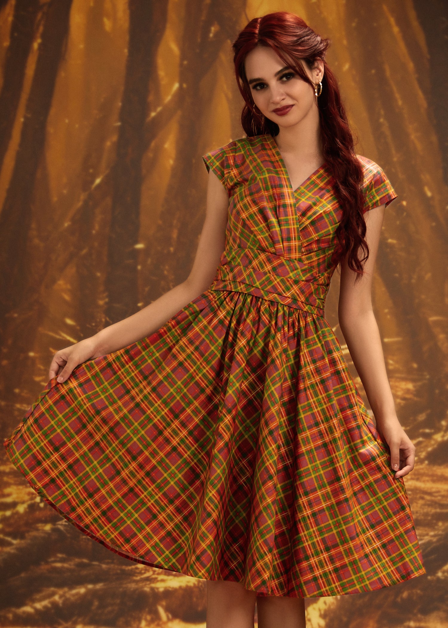 Orange Plaid Greta Dress