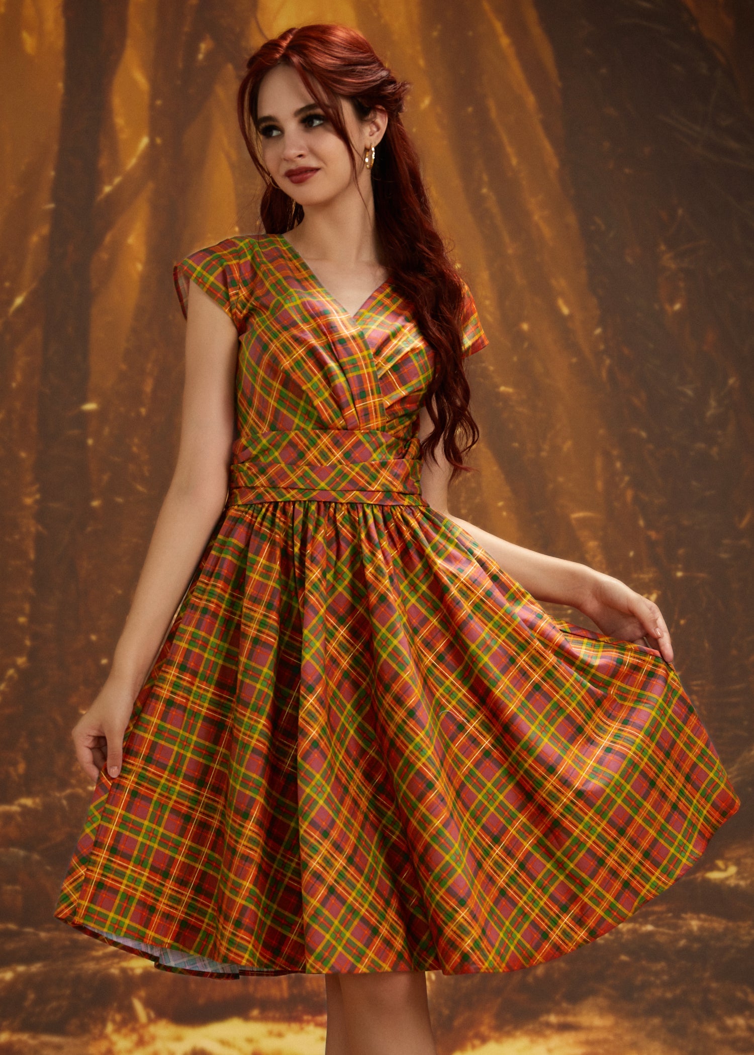 Orange Plaid Greta Dress