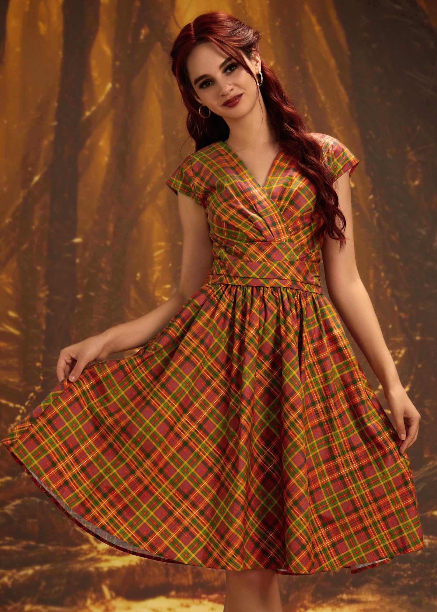 Orange Plaid Greta Dress