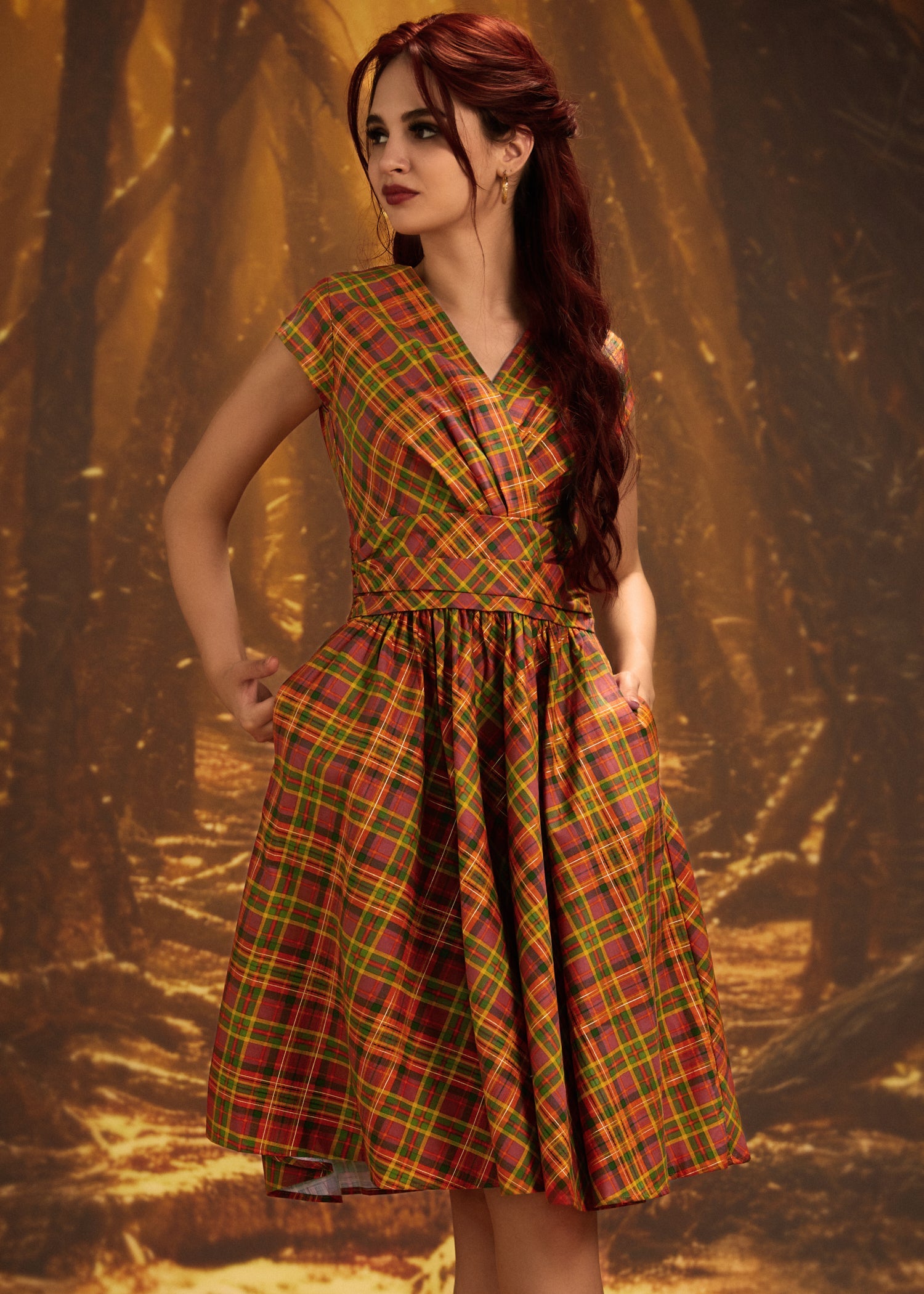 Orange Plaid Greta Dress