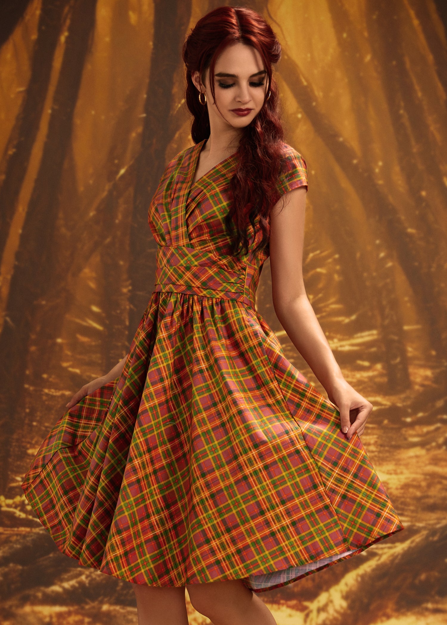 Orange Plaid Greta Dress