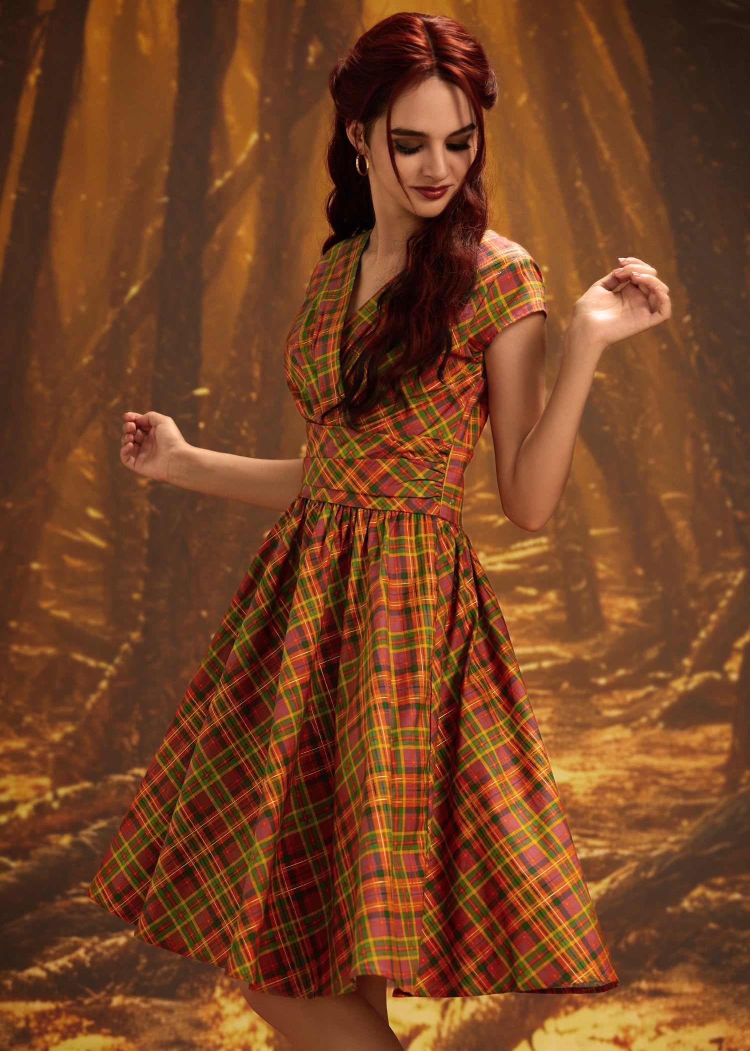 Orange Plaid Greta Dress