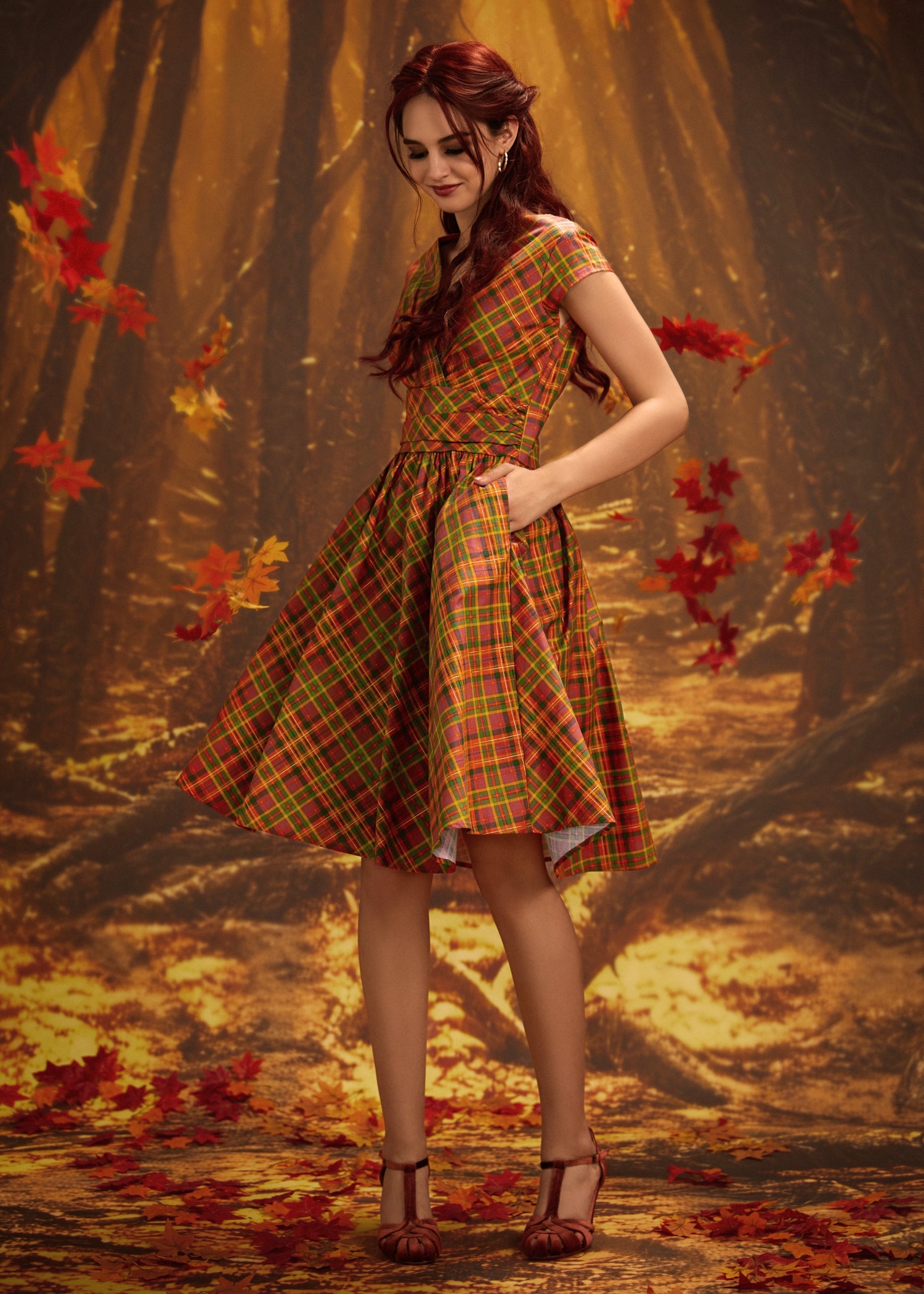 Orange Plaid Greta Dress