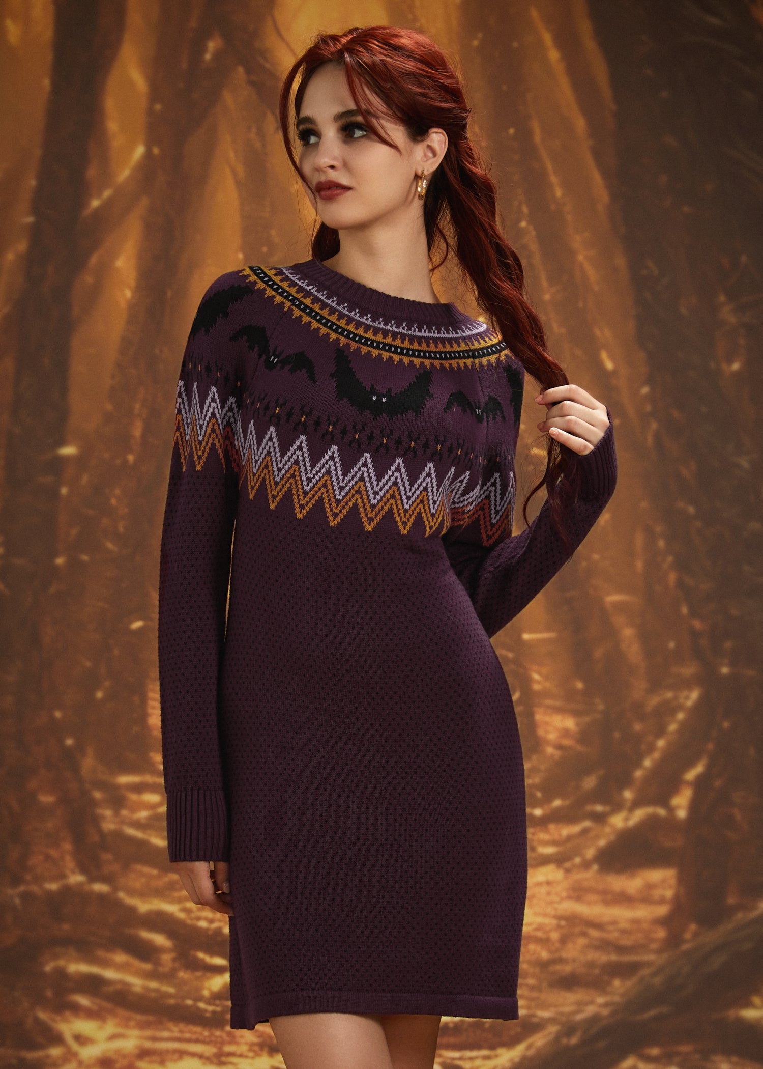 It Be Like 'Bat' Fair Isle Sweater Dress