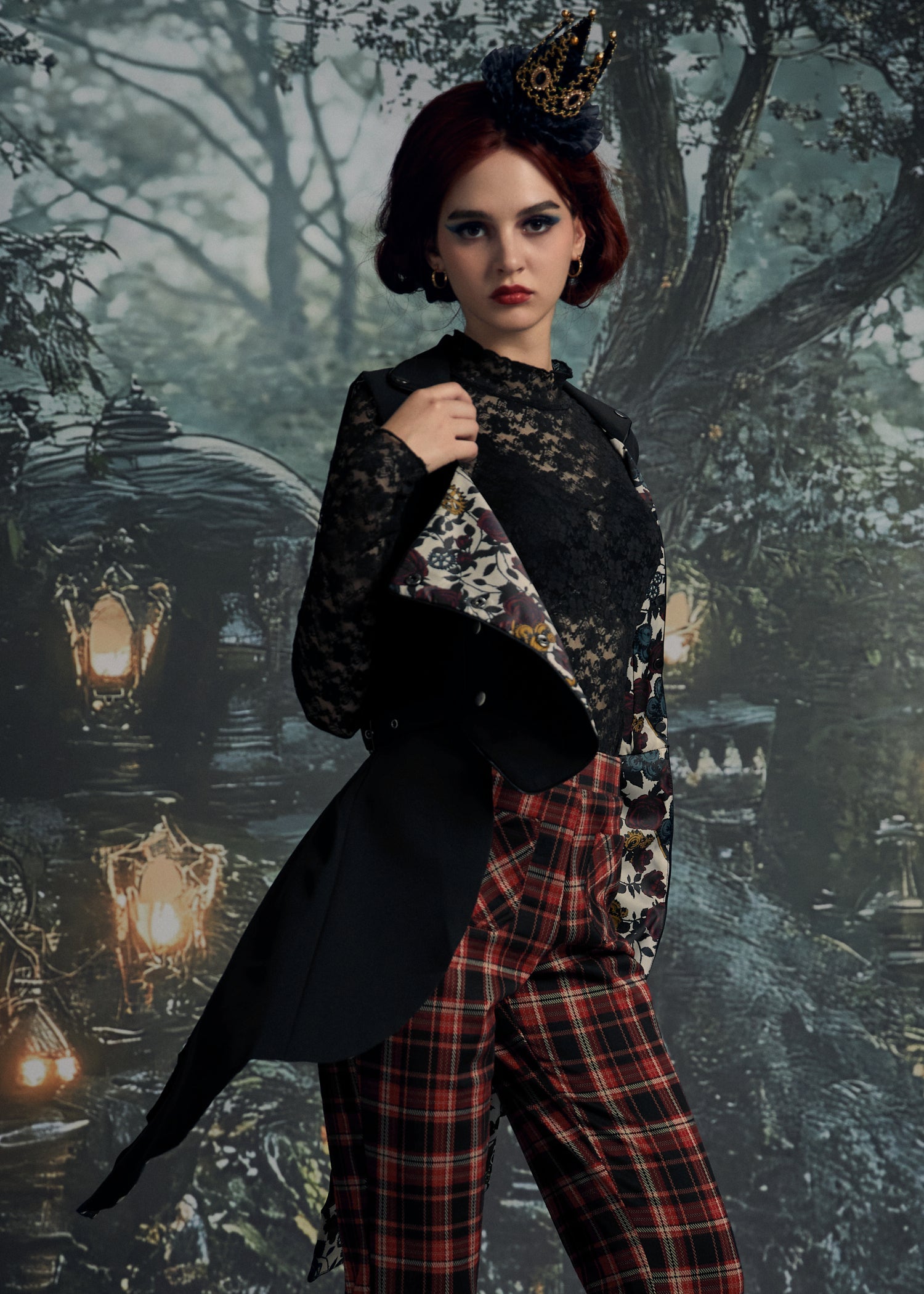 Black Floral Vest Back Split