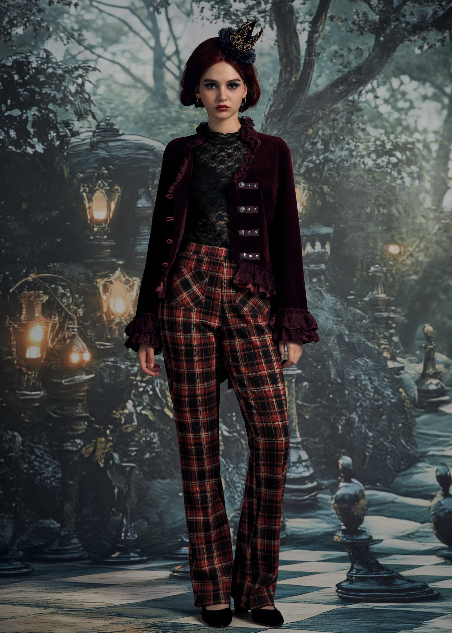 Burgundy Gloria Velvet Tailed Jacket
