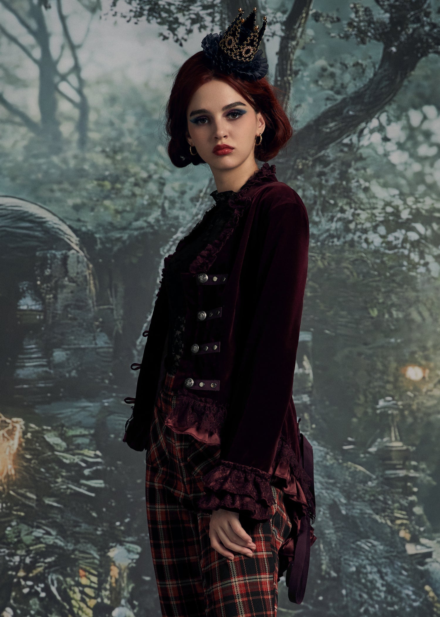 Burgundy Gloria Velvet Tailed Jacket