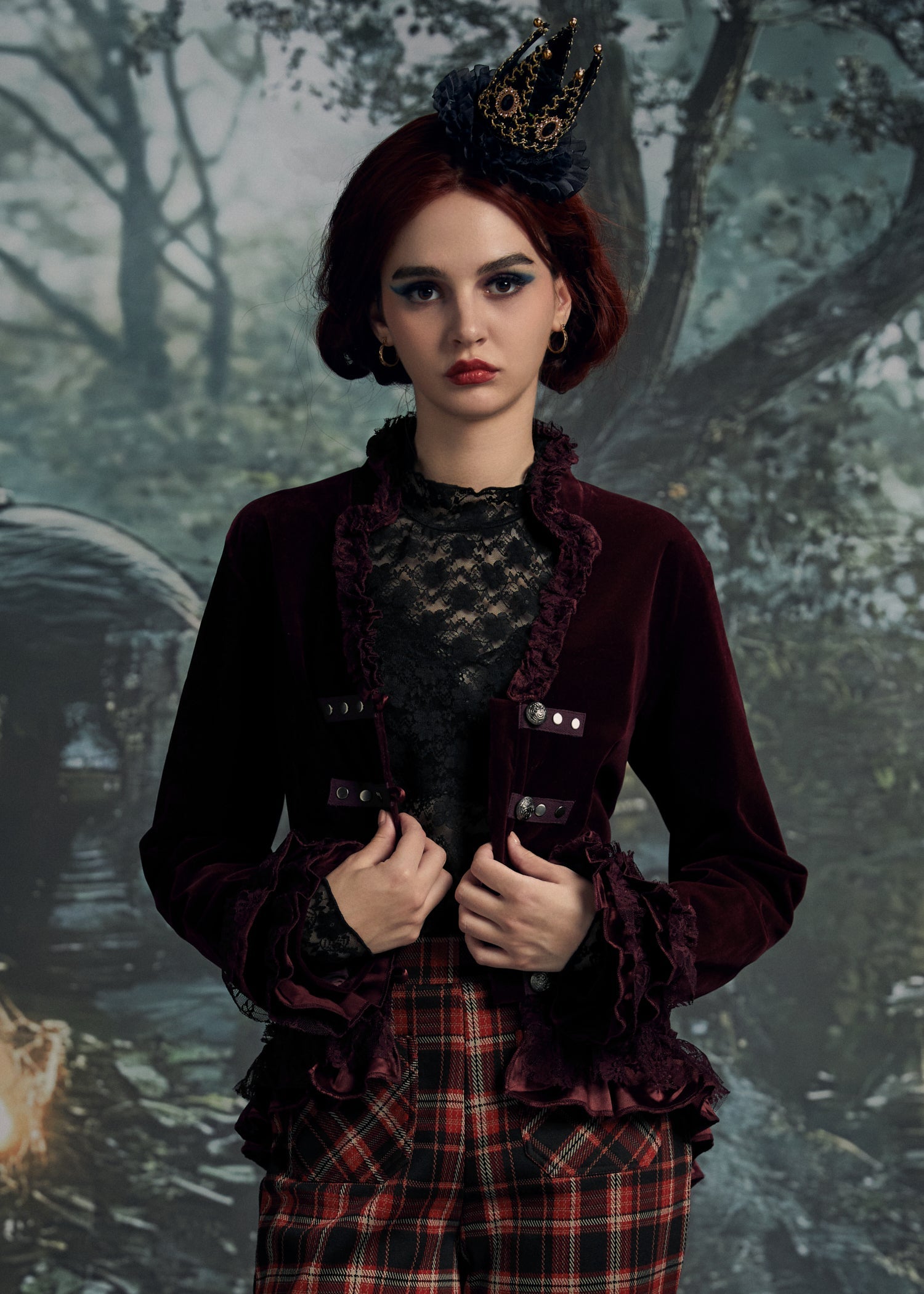 Burgundy Gloria Velvet Tailed Jacket