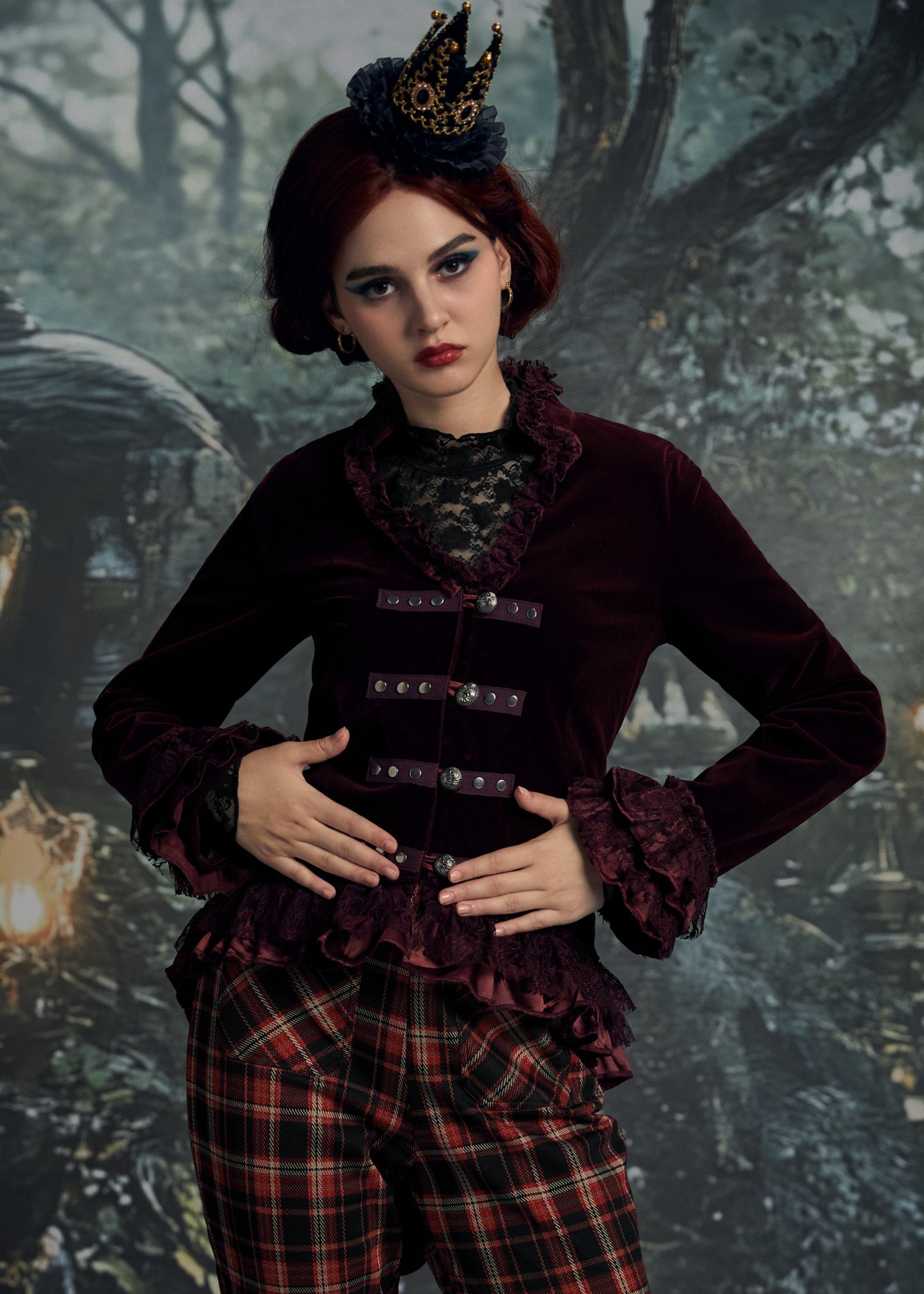 Burgundy Gloria Velvet Tailed Jacket