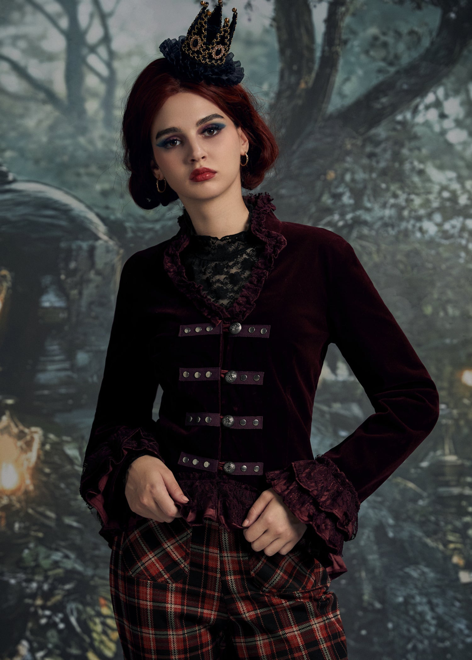 Burgundy Gloria Velvet Tailed Jacket