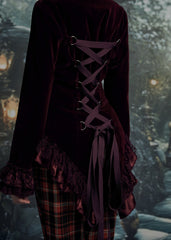 Burgundy Gloria Velvet Tailed Jacket