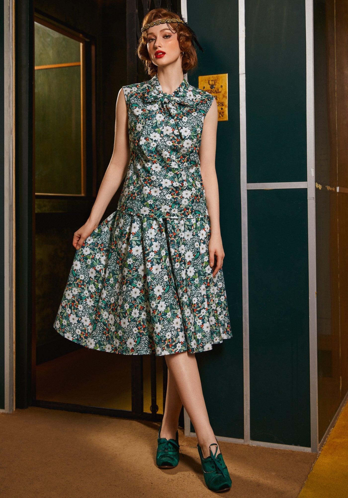 Winter Floral Bow Top