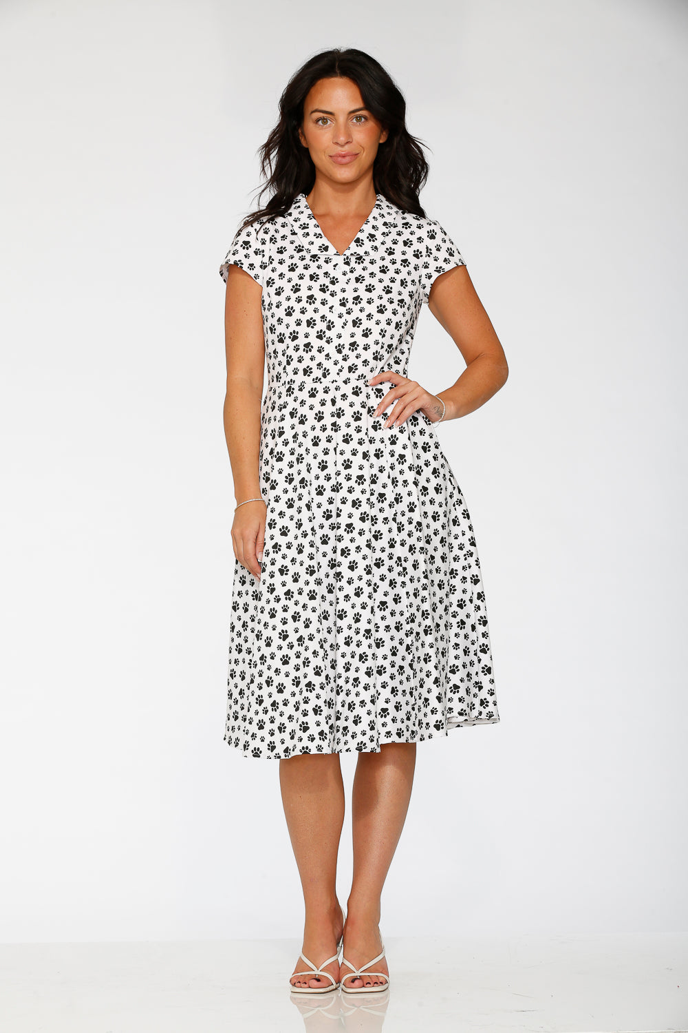 Cat Paw Swing Dress in White