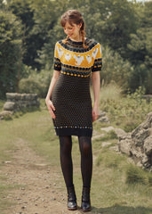 Jump Scare Short Sleeve Fair Isle Sweater Dress