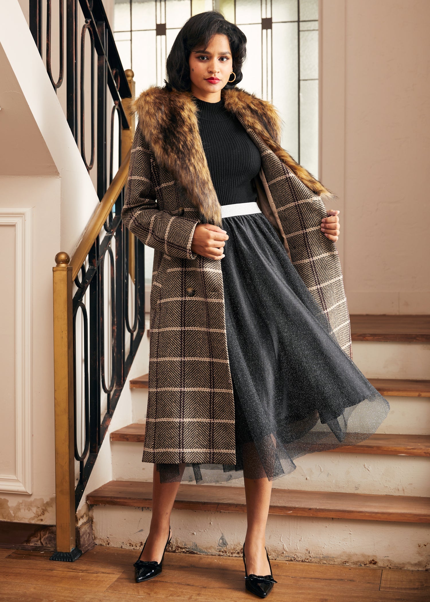 Elegance Reimagined Fur Trim Coat
