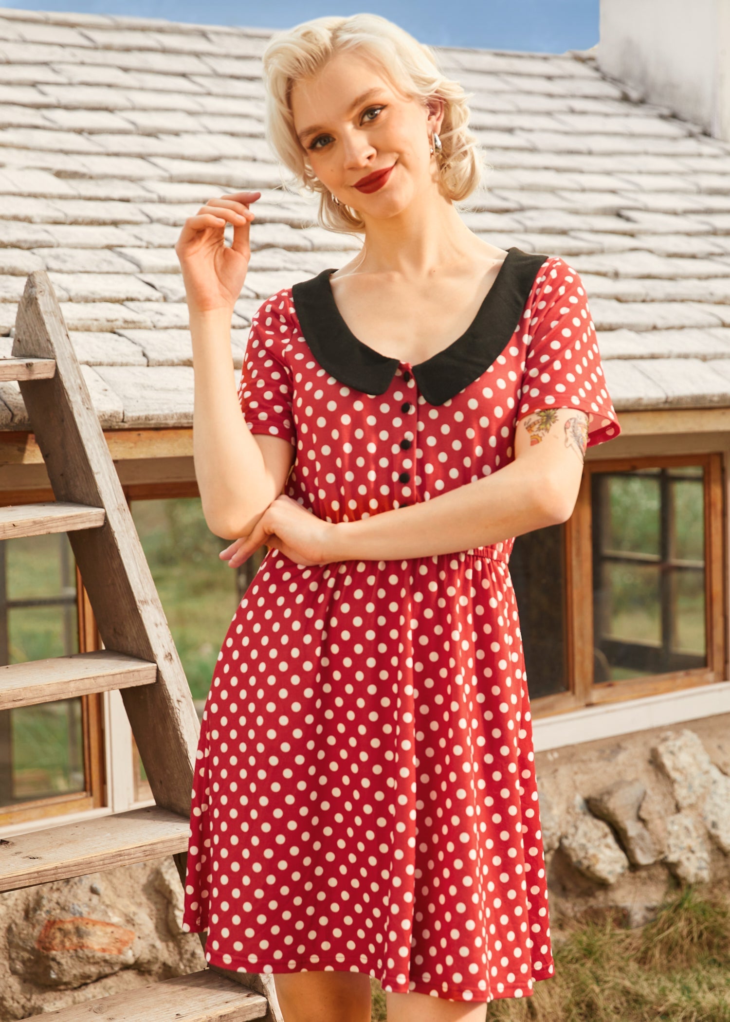 Dottie Delight Collared Dress