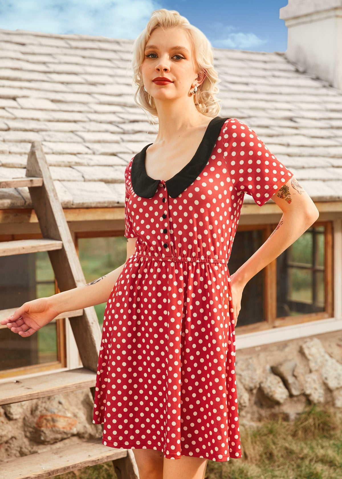 Dottie Delight Collared Dress