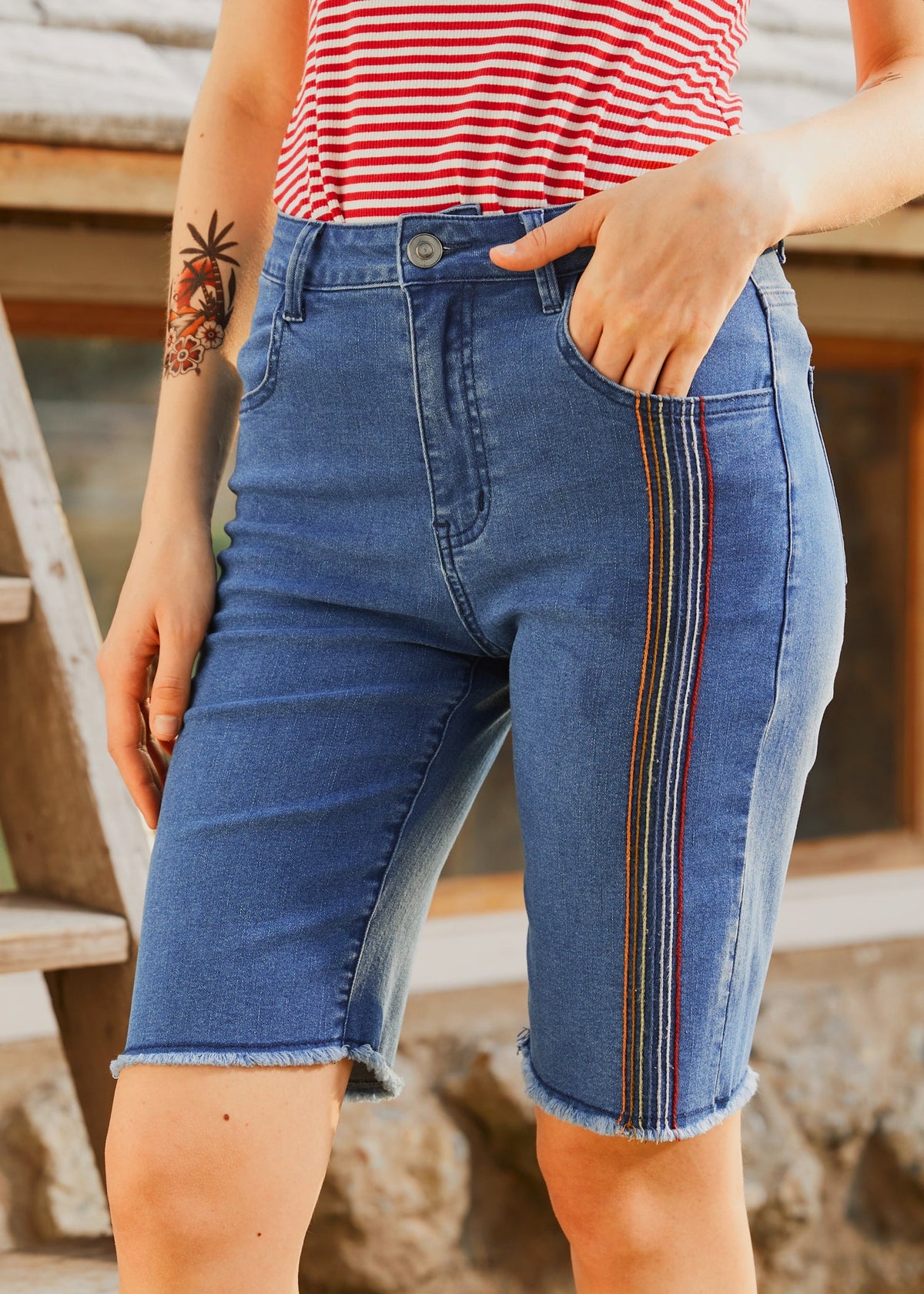 Just Bloomed Bermuda Jean Shorts