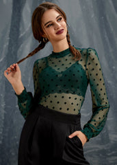 ModCloth Roxanne Smocked Mockneck Blouse